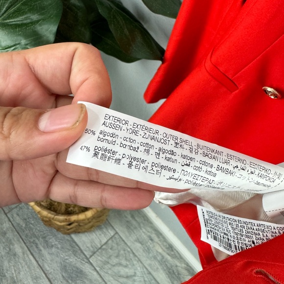 Zara Bright Red Orange Double Breasted Blazer - Picture 11 of 11